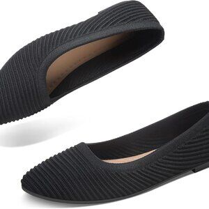 Knit Ballet Flats Women Comfortable Pointed-Toe Casual Flat Shoes Slip-On